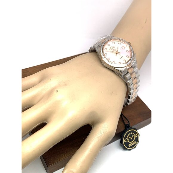 GV2 by Gevril Women's Watch 12423B Swiss Quartz Mother of Pearl Dial Two Tone - Picture 4 of 13